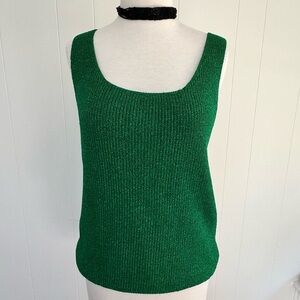 🪩Vintage La Costa Spa Metallic Knit Sleeveless Top Sweater California L Green